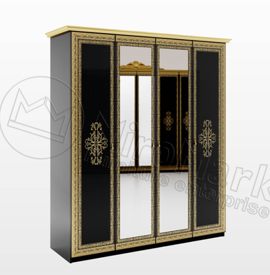 Шафа Дженніфер 4Д із дзеркалом Чорний глянець MiroMark 1380781800 фото