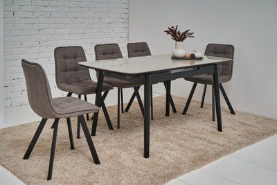 Керамический стол TM-76 калакатта мрамор + черный TMM-50-2-matte-grey фото