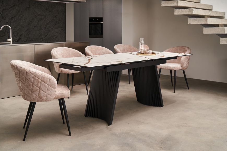 Керамический стол Олимпия ТМL-985 ребекка грей + чёрный TML-985 -calacatta-gold/black фото