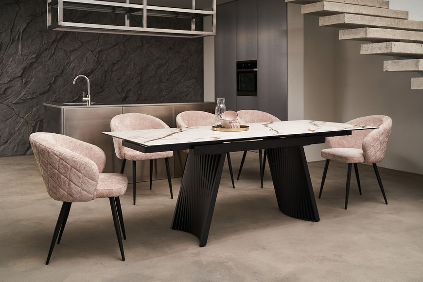 Керамический стол Олимпия ТМL-985 ребекка грей + чёрный TML-985 -calacatta-gold/black фото