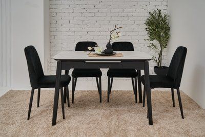 Керамический стол TM-76 белый мрамор + черный TML-636-ash-oak фото