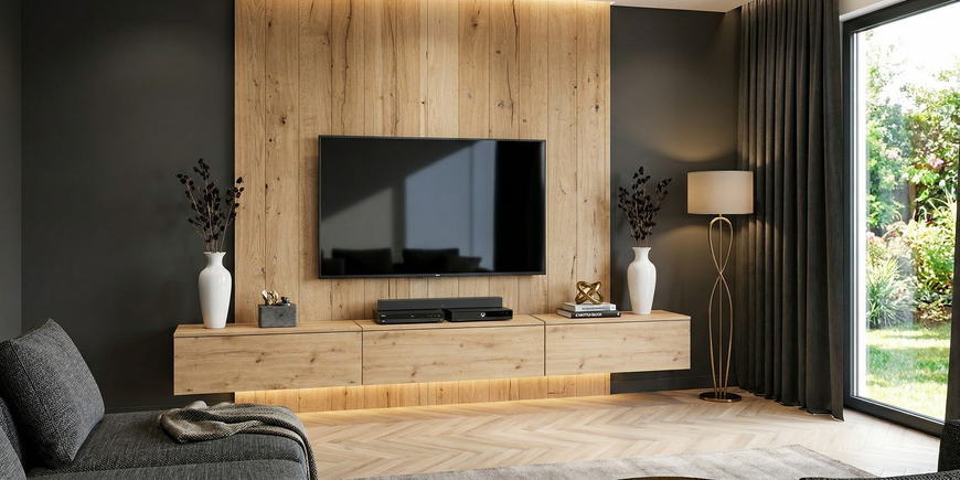 Тумба ТВ навесная Box Сolor &ndash; 44 TV  175 см глянец кашемир  212147 фото