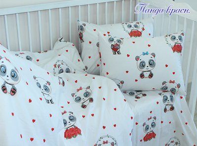 ТМ TAG Комплект постельного белья Панда красн. ДП-panda_red фото