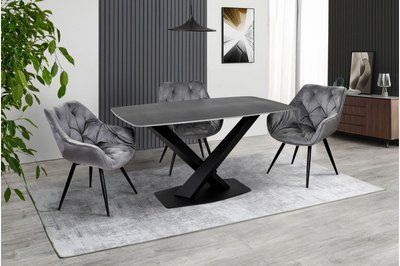 Стол БИНГО 140*80, керамика черный мрамор T-300-2-black фото