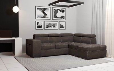 Диван Угловой Элигант Ума BN-2-grey-velvet/silver фото